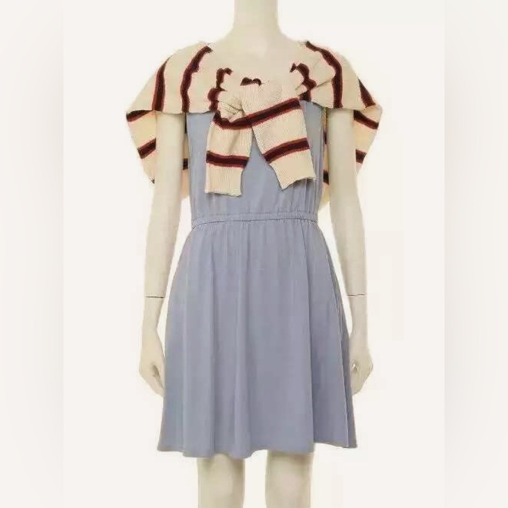 Dazzlin Gray Dress with Striped Shawl